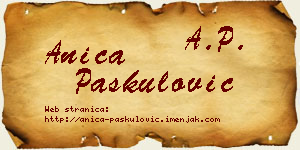 Anica Paskulović vizit kartica